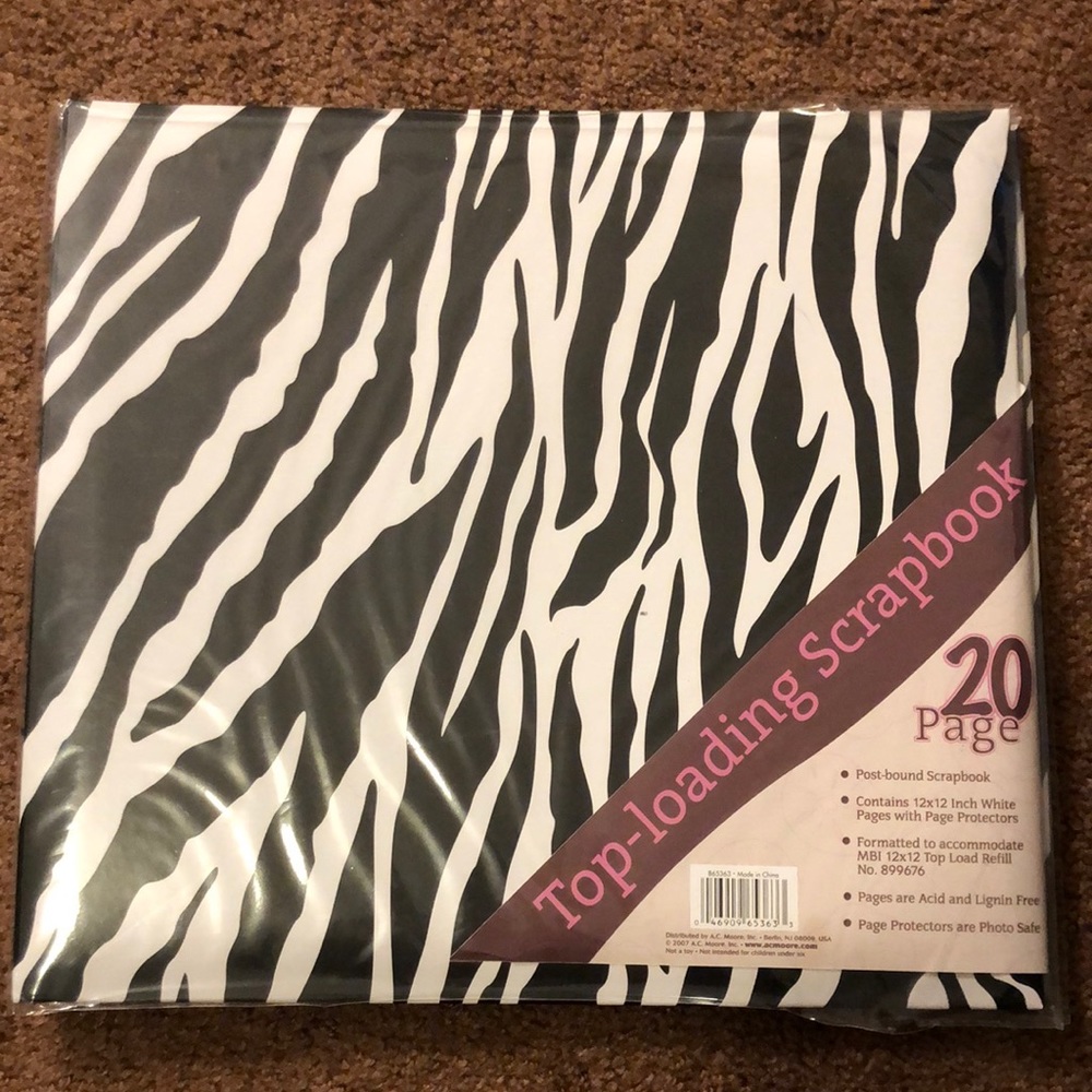 Zebra Print Top-loading Scrapbook